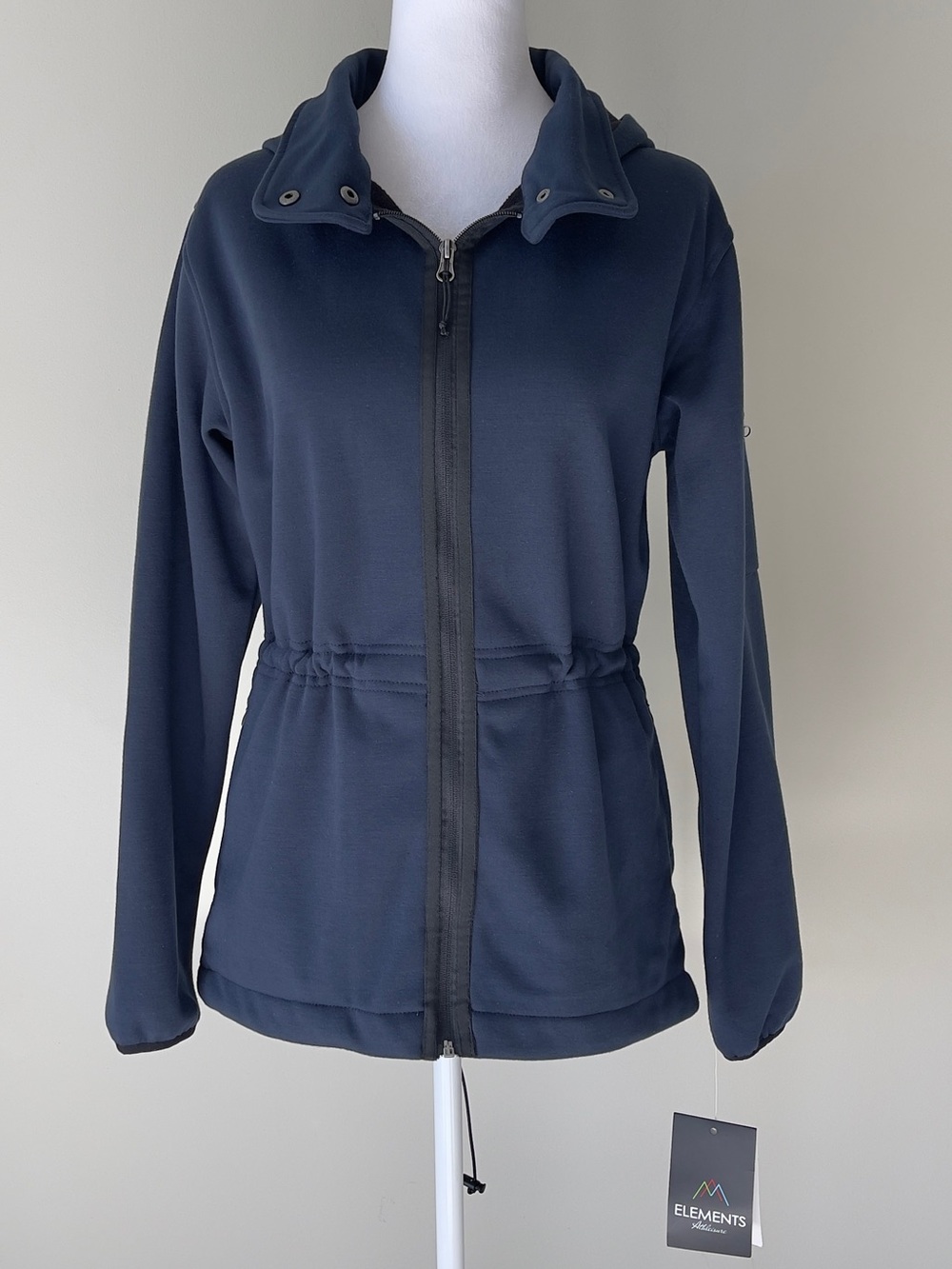 Elements Women's Athleisure Navy Zip-Up Cinched Waist Softshell Jacket M NWT
